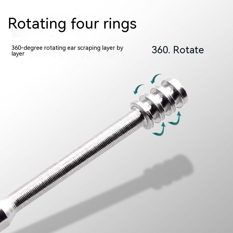 6Pcs Ear Digging Spoon Set Long Head Spiral Spring Ear Spoon Easy Clean Stainless Steel Portable Ear Care Cleaning Tools Set