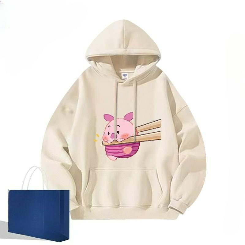 Cartoon Winnie The Pooh Anime Sweater Hooded Women's Clothing Autumn and Winter Two-dimensional Printing Clothes Couple Tide