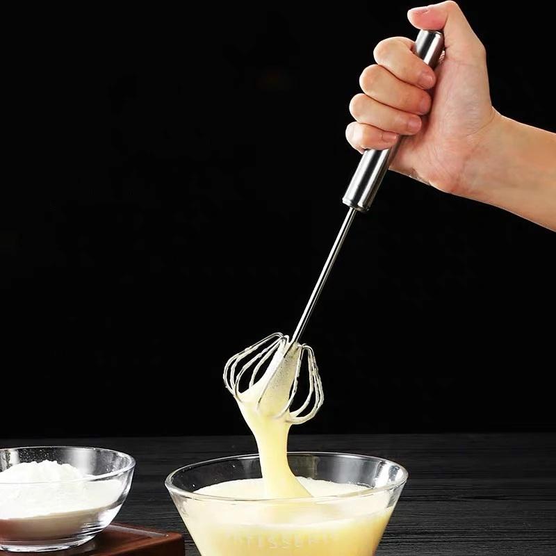 Semi-automatic Egg Beater Stainless Steel Egg Whisk Manual Hand Mixer Self Turning Egg Stirrer Kitchen Accessories Egg Tools