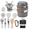 DS-101 Outdoor Camping Cookware Set: Includes Cookware, Utensils, Mini Stove, and Carabiner