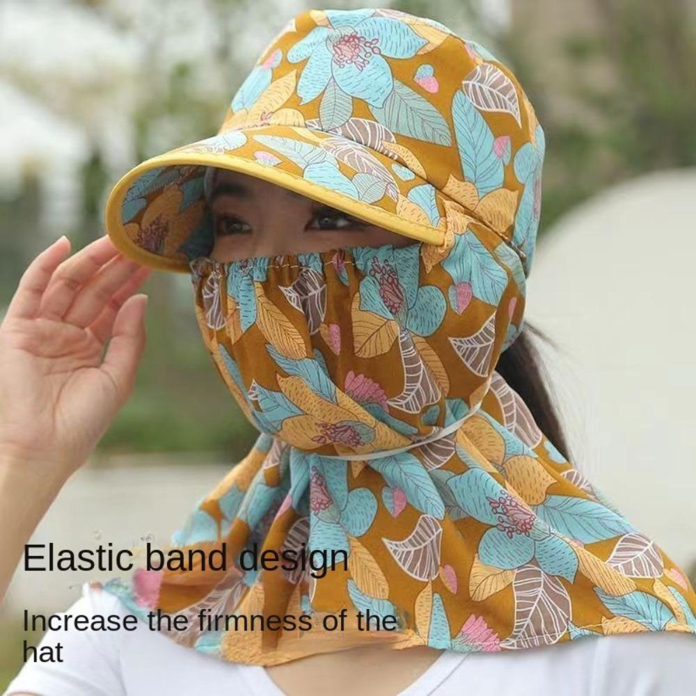 Wide Brim Tea Picking Cap Breathable Sun Visor Cap Fashion Women's Ponytail Hat  Outdoor