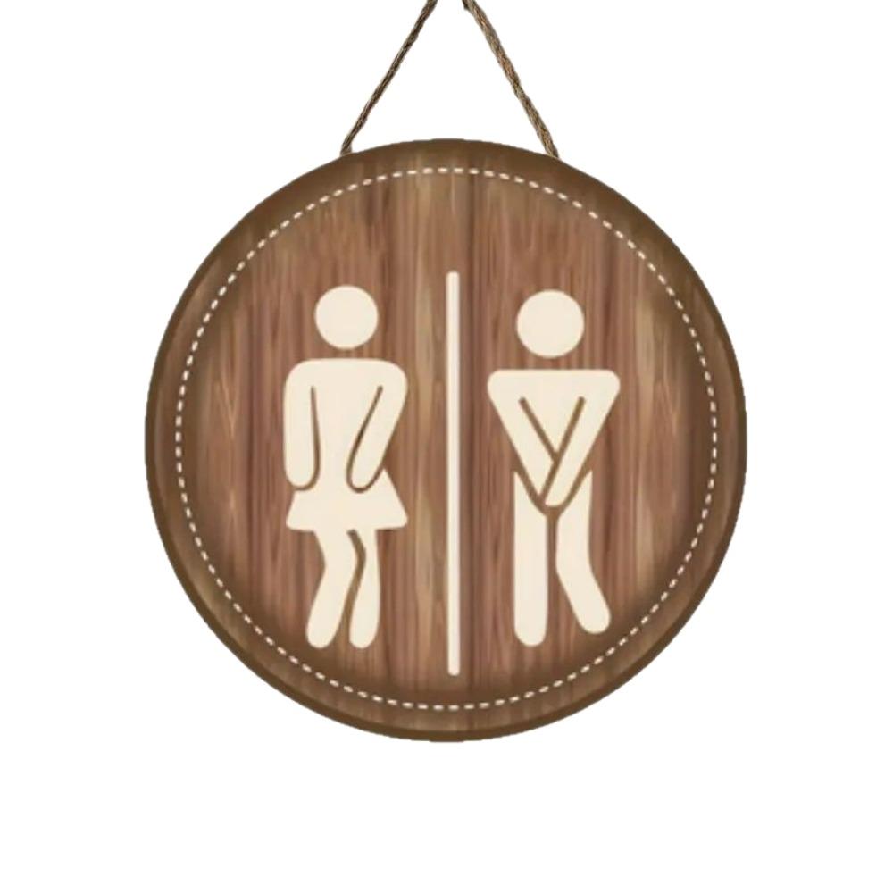Wooden Bathroom Sign Plate Ornament Toilet Decorative Plate Group Living Area