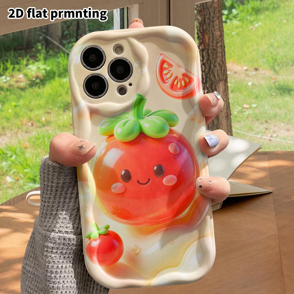 Phone Case: 2D flat design suitable for iPhone 18 17 16 15 14 13 Pro protective case, cute little tomato, perfect Christmas and Halloween holiday gift