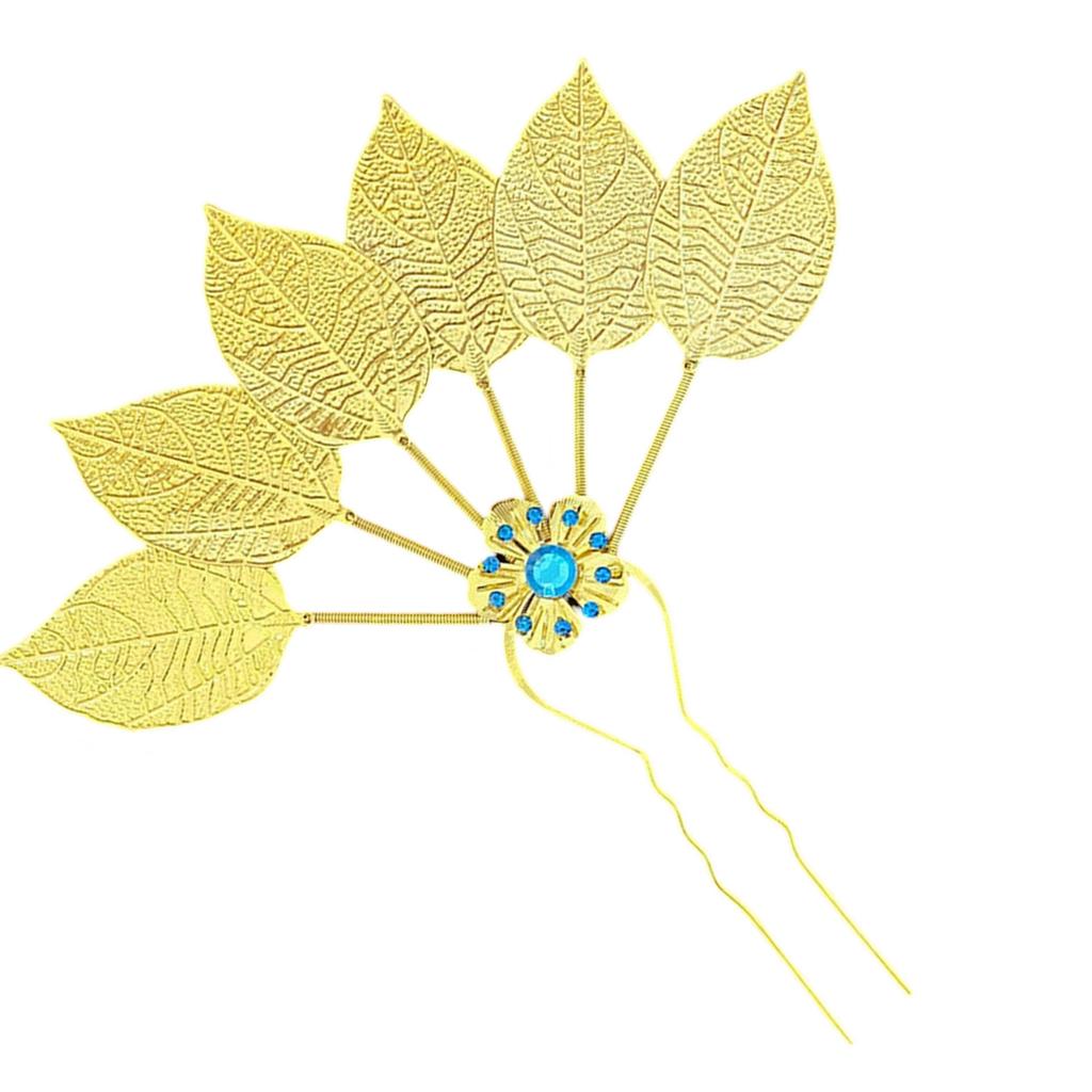 Elegant Leaf Hair Stick with Crystal Filigree Buyao for Women Girl Buyao for Ethnical Thai Headpieces Hair Jewelry