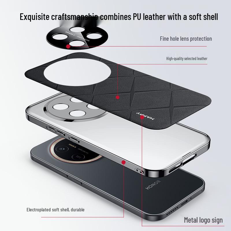 Premium Full Coverage Anti-Drop Leather Case for Honor X80 Pro Max