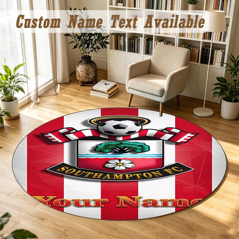 Round Rug Custom NameSouthampton FC Pattern Non Slip Carpet Home Floor Decor