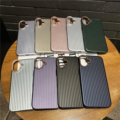 For Apple iPhone 16 Plus Pro Max Corrugated Grain Plating Metallic Paint Anti Fingerprint PC Shockproof Anti-Slip Back Cover Case Shell