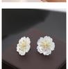 White Camellia Silver Needle Earrings - Elegant High-End Jewelry