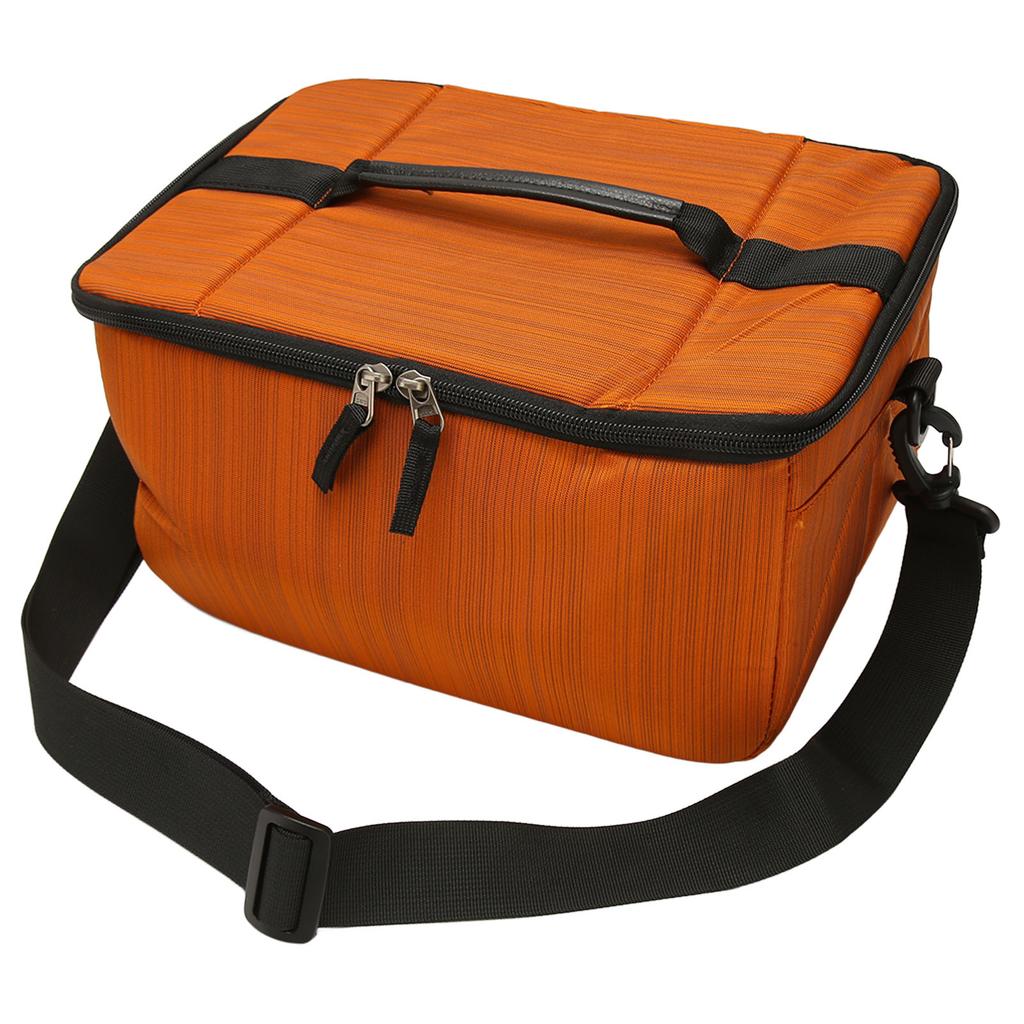 Camera Bag Orange Waterproof Large Capacity Shoulder Bag 6 Inner Divider Widened Strap Holds 2