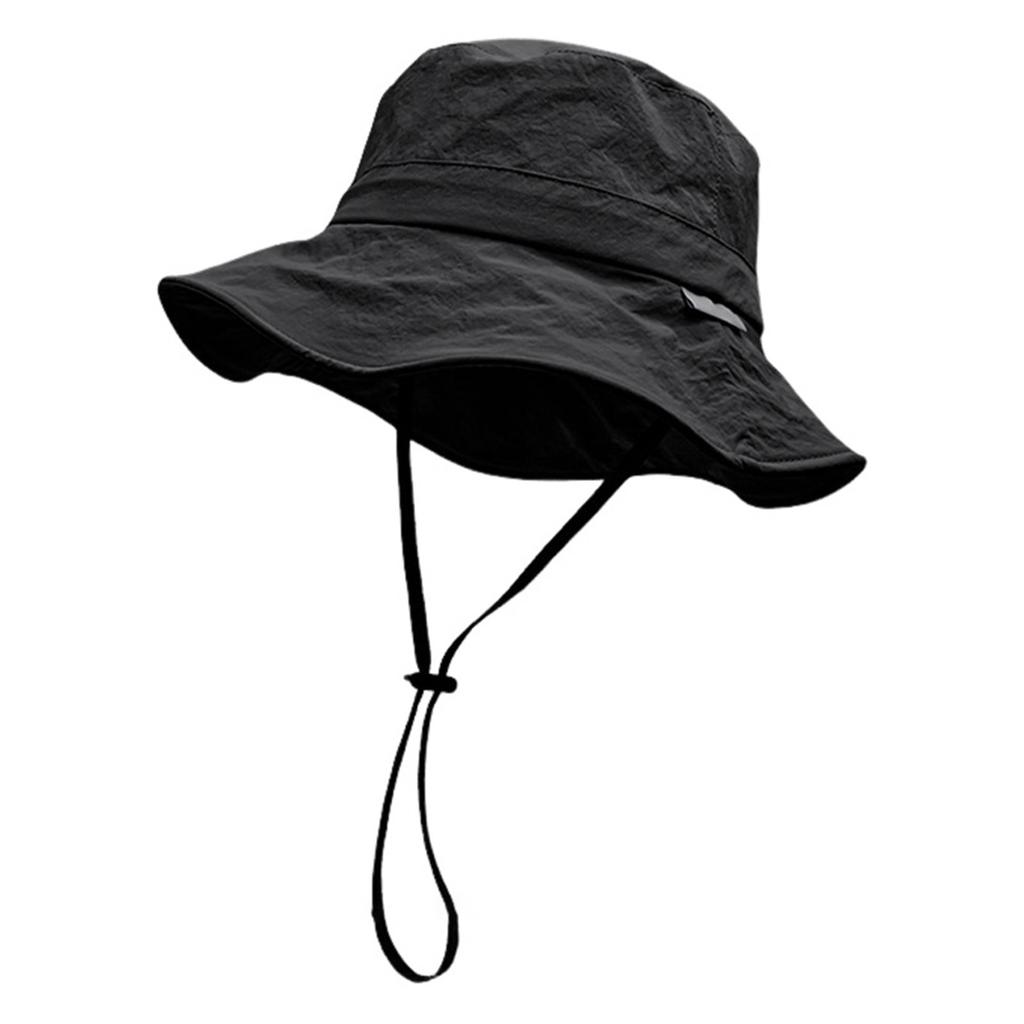 Klassischer breiter Eimerhut mit Kordelzug, atmungsaktive Sommerhüte für Angeln, Camping, Reisen