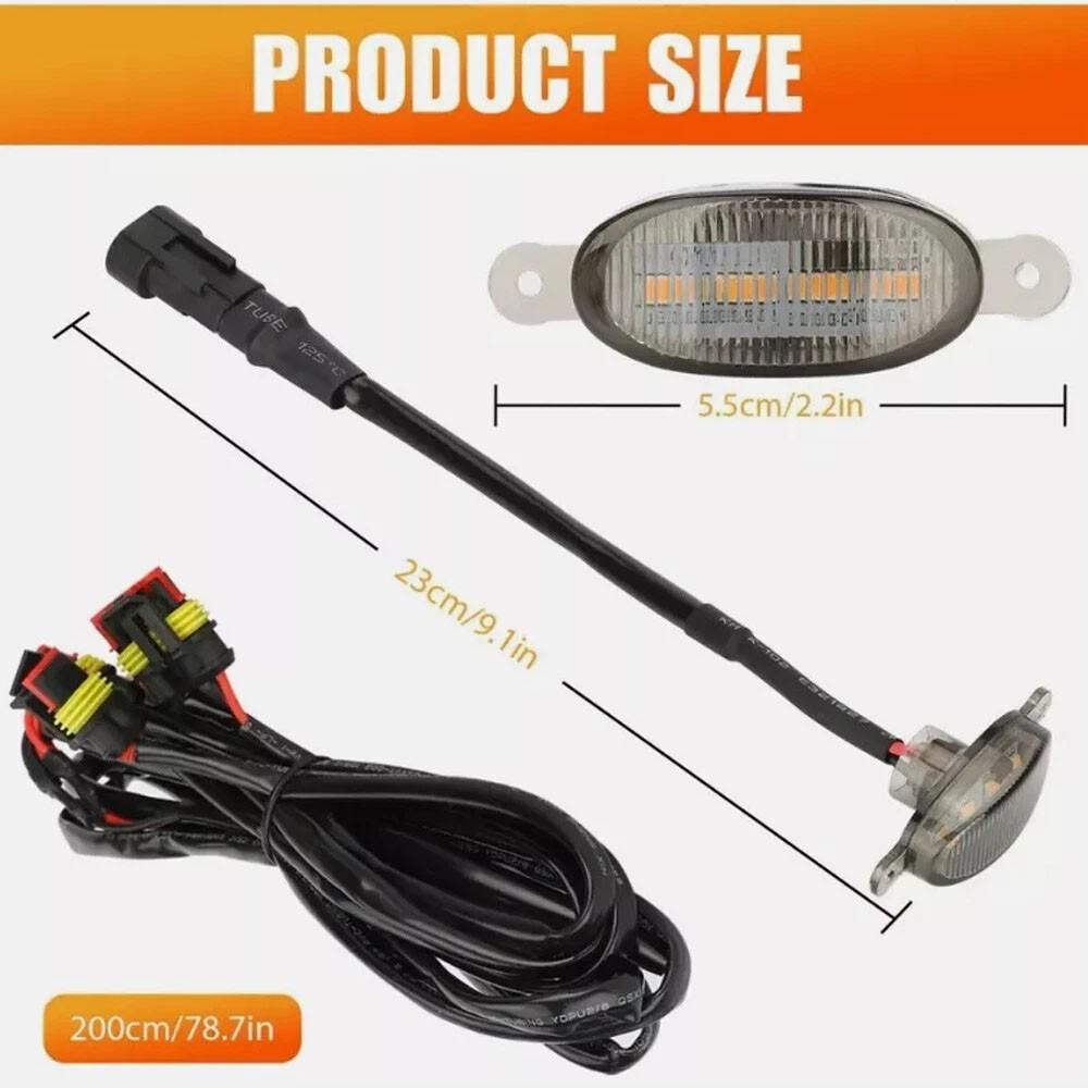 3 pcs For Ford F150 Raptor Front Grille Smoked Lens Amber LED Lamp Running Light