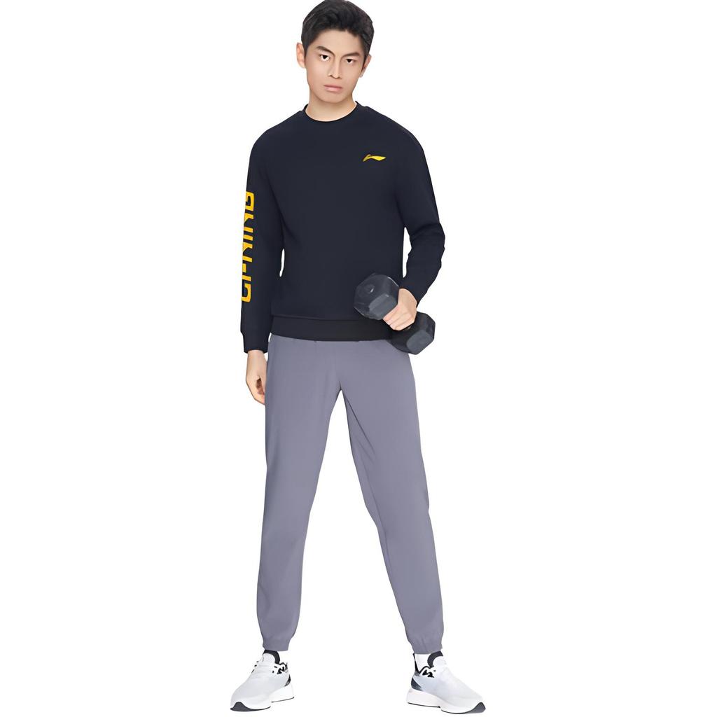 Li Ning Sweatshirts Unisex Black Crew Neck Moderate Regular AWDS415-1