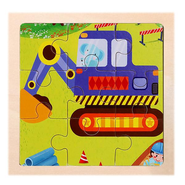 New 9 Piece Montessori Wooden Puzzle Cartoon Dinosaur Transportation Jigsaw 3d Puzzle Early Learning Educational Toys for Kids