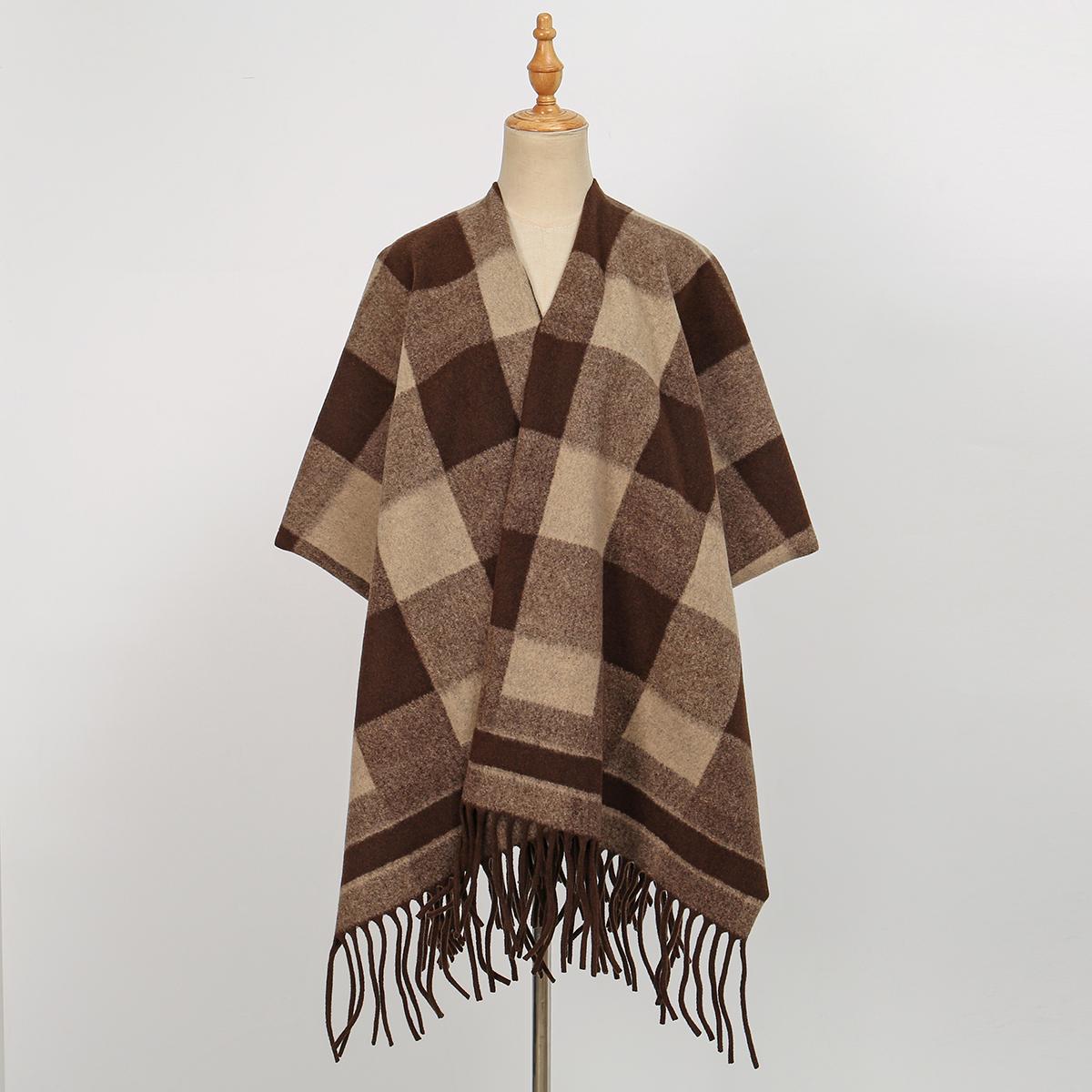 

Thick Tassel Plaid Shawl Women s Winter Warm Scarf Wrap Bohemian Style Knitted Pashmina For Cold Weather Fashion Accessory