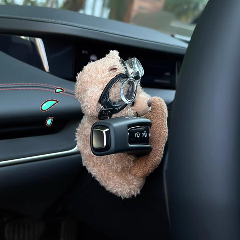 Cute Little Bear Turn Signal Switch Decoration Auto Handle Decorative Plush Doll Car Interior Decoration Wiper Ornament Toy Gift