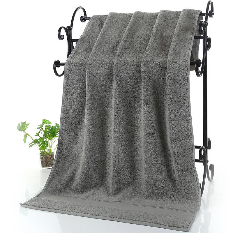 

650 г Толстое хлопковое банное полотенце, Однотонное, Взрослое, Бытовое использование, Увеличенное полотенце, Белое 70*140 серый