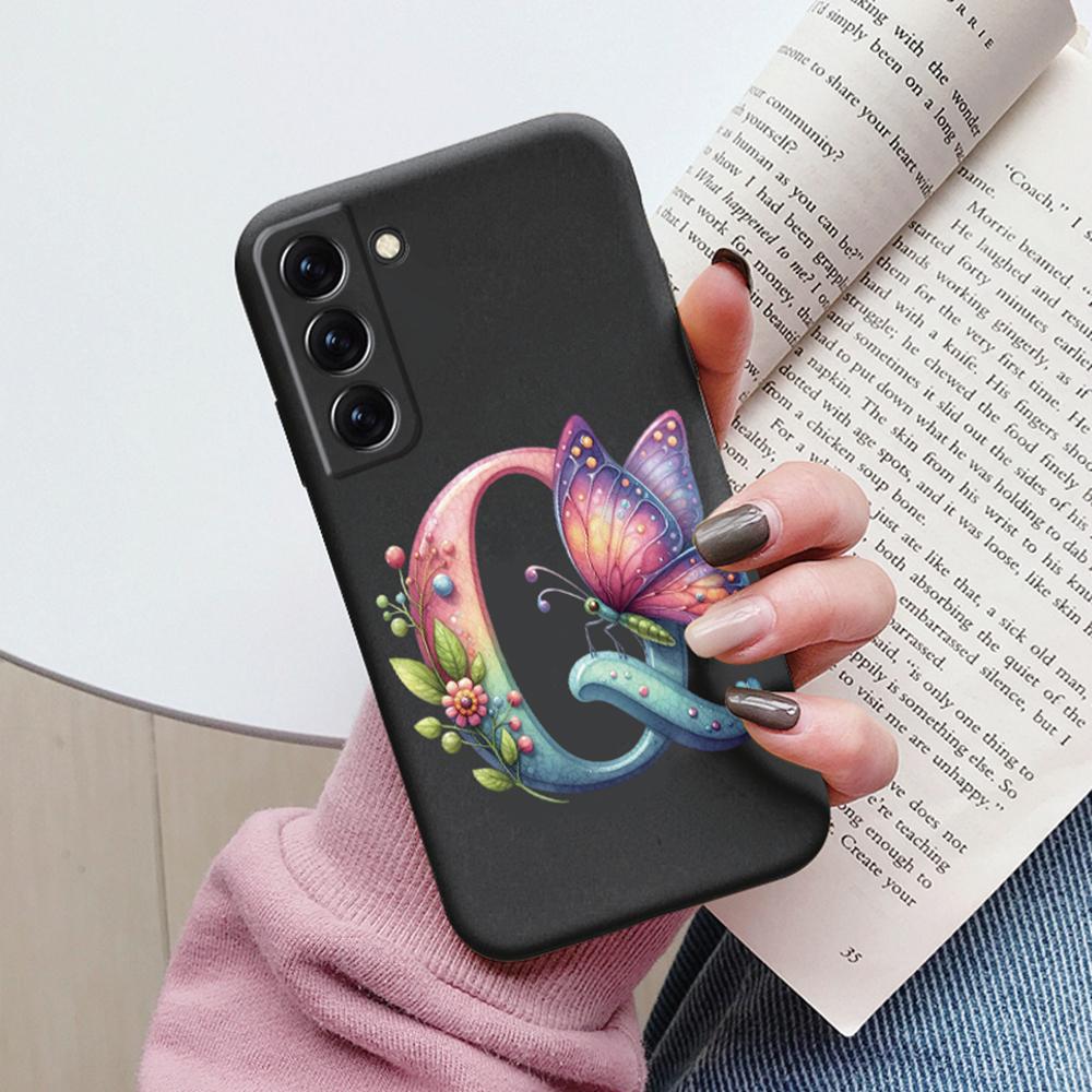 Phone Case Women For Samsung Galaxy S21 FE S22 Plus Girls Bumper Cover Colorful Letter Flower Butterfly Love samsang s22 Ultra