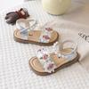 Girls' Sandals Pearl Flowers Princess Sweet Non-Slip Soft Breathable Comfortable Children'S Beach Shoes Summer Sandals