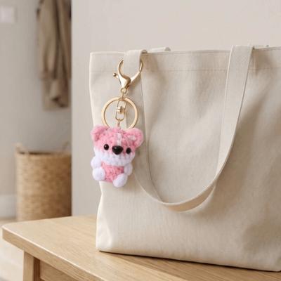 Knitted Mini Puppy Doll Keyring Handmade Knitting Keyrings Crochet Puppy Keychain Backpack