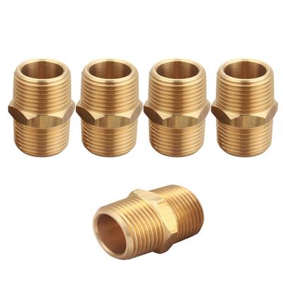Raccords d'adaptateur de tuyau en laiton, 5 pièces, mamelon hexagonal 3/4 "mâle NPT X 3/4" mâle NPT
