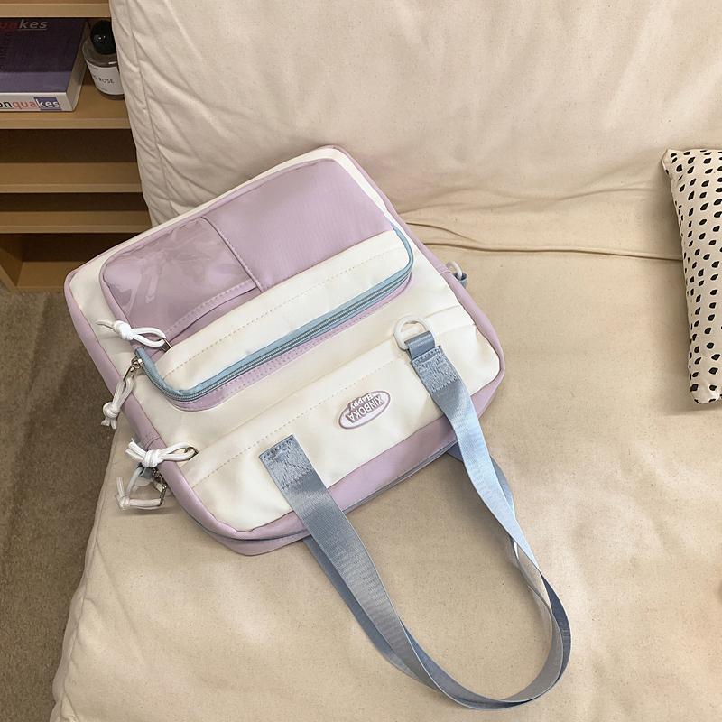 Damska Torba na Ramię Color Block Styl College Studencka Torba Crossbody Torba na Książki do Klasy