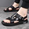 Summer New Thick Sole Sandals Men Anti Slip Leather Beach Shoes Soft Bottom Driving Casual Slippers