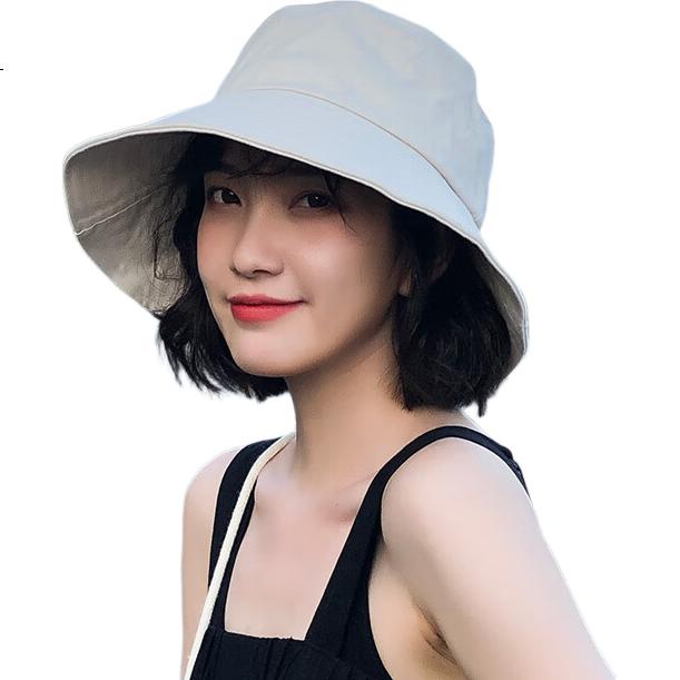 XUEXIMAN Solid Color Fisherman Hat Women Korean Style Versatile Japanese Sun Protection Sunshade Bucket Hat Slim Face Bare Face Hat