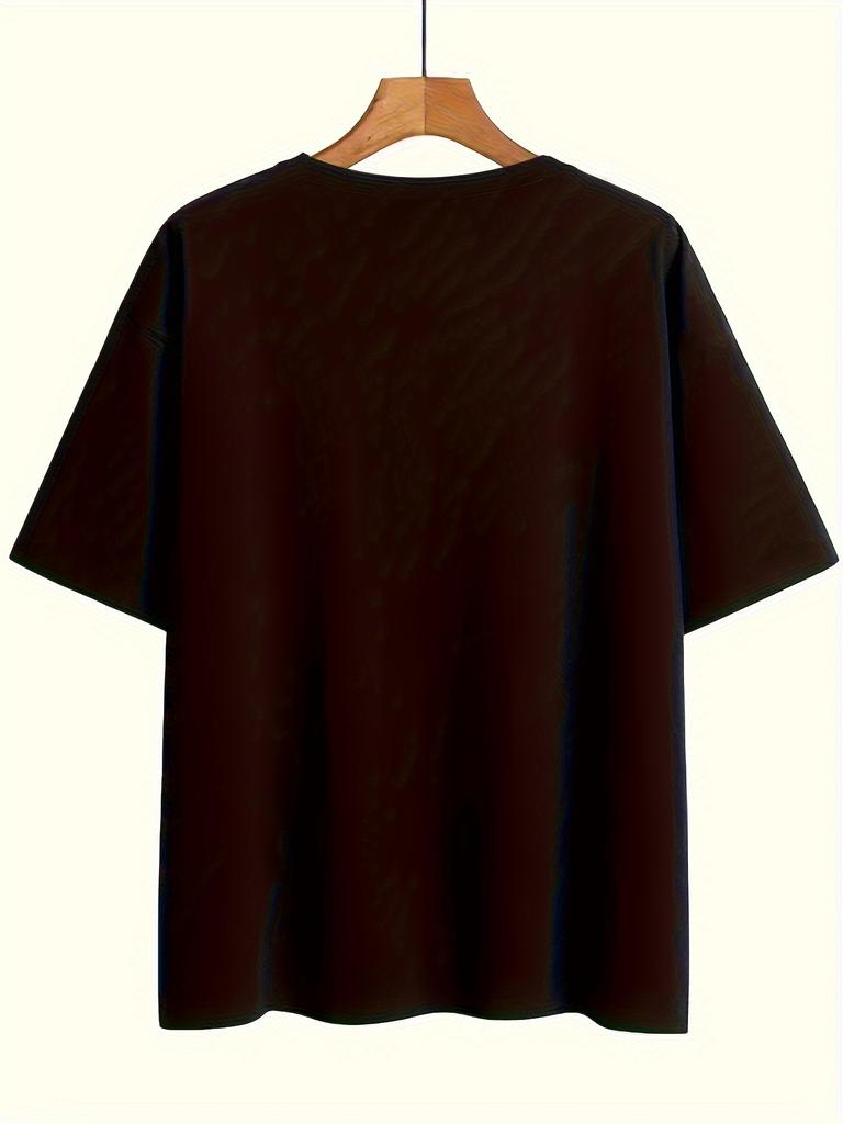 Women's Casual Crew Neck T-Shirt with Crescent Moon Print Solid Short Sleeve Knit Top Y2K Style Moon Graphic Shirt