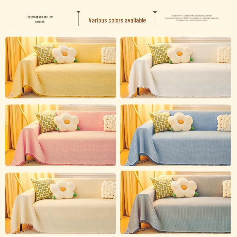 Nordic Style Dustproof Sofa Blanket - Single to Three-Seater, Four Seasons, Full Cover Cushion Towel