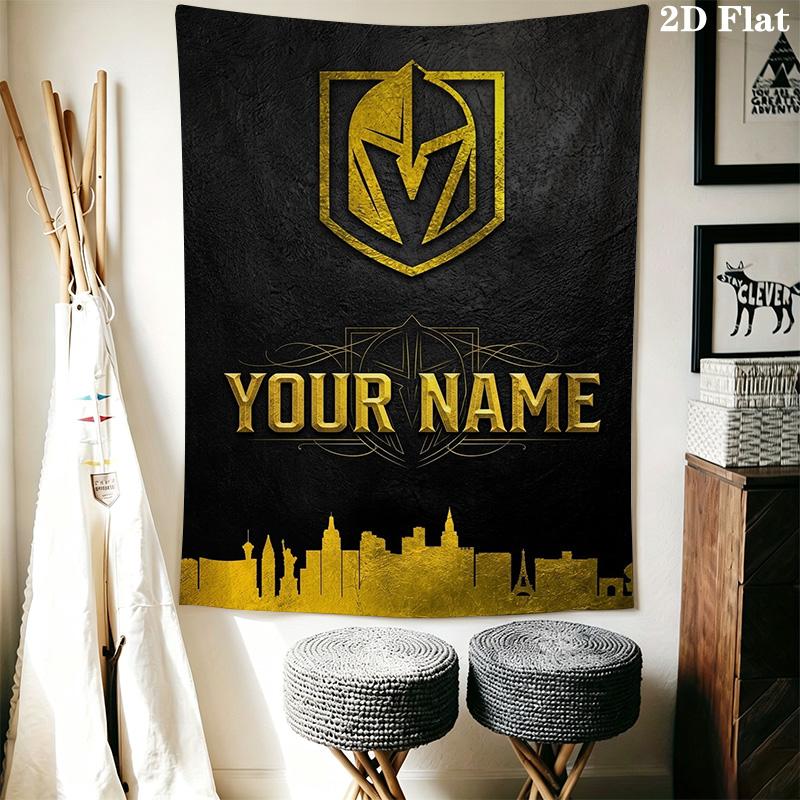Name Custom Vegas Golden Knights Wall Tapestry Aesthetic Wall Hanging Printed Fabric Blanket Decorative Tapestries for Bedroom Living Room Home Decor