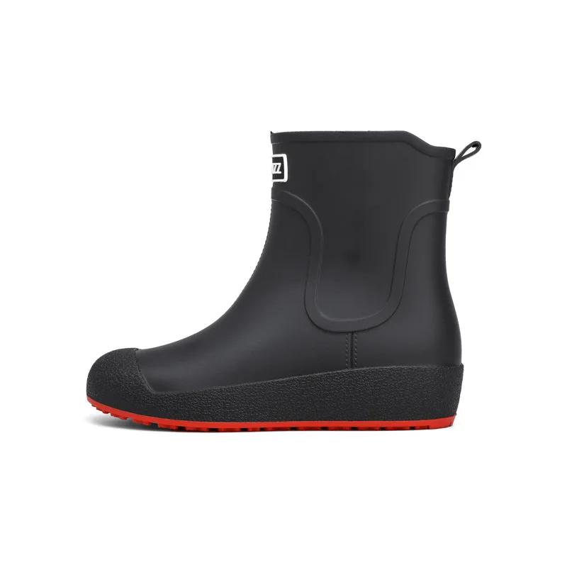 Slip-on Rain Shoes Men Rubber Boots Waterproof Platform Booties 2024 Fashion Outdoor Non-slip Rain Boots Man Working Galoshes