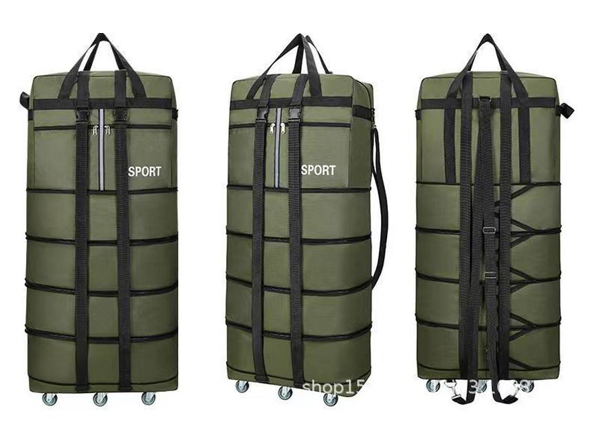 Waterproof Foldable Luggage Bag with Wheels: 158L Capacity, Retractable Handle
