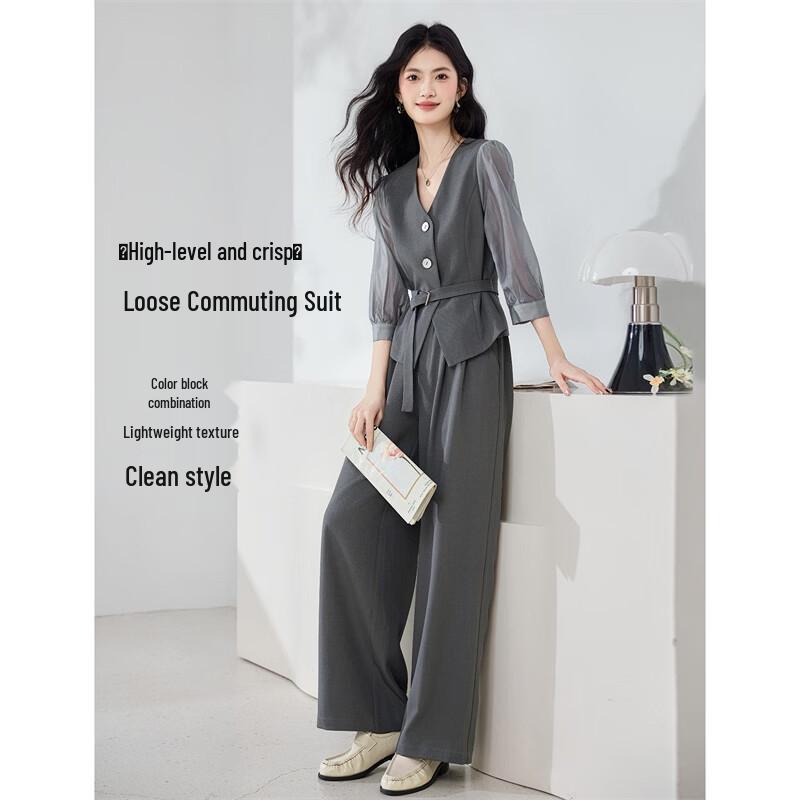 Women s V-Neck Shirt & Casual Pants Set M
