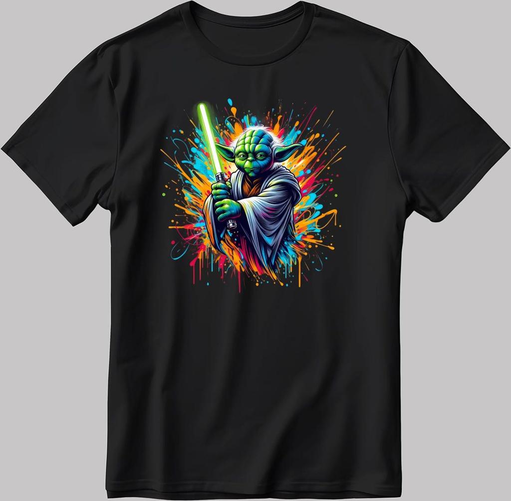 Yoda Force Art Star Wars Short Sleeve White-Black Men's / Women's T-Shirt DE536