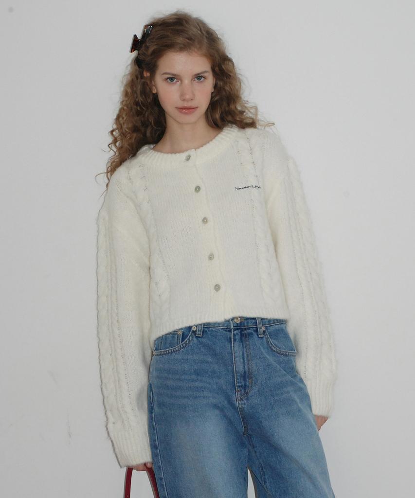 Sseomweeobeoteo Sandy Alpaca Brush Cardigan - Ivory
