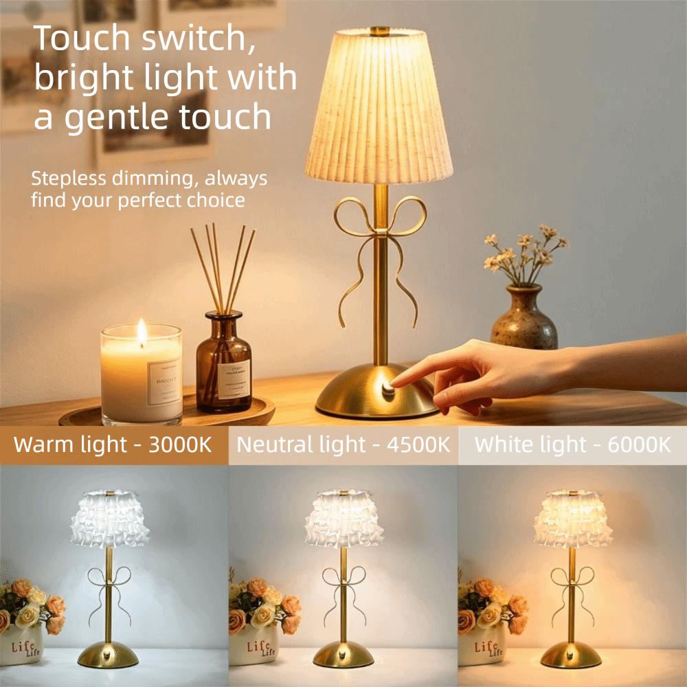 Luxury Rechargeable Small Lamp 3-color Changing Touch Stepless Dimmable Table Bedside