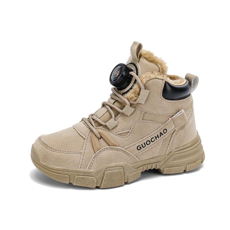 Boys' Winter 2023 Velvet-Lined Non-Slip Martin Boots - Warm and Trendy Cotton Sports Shoes for Kids