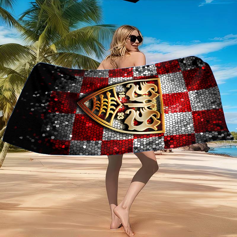 Asciugamano da Spiaggia in Microfibra Stampato con Stemma Vfb Fc, Morbido e Assorbente, Asciugatura Rapida, Ideale per Viaggi Estivi, Essenziale per la Spiaggia, Piscina