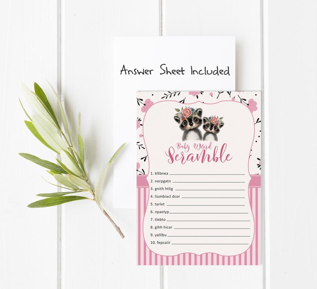 Inkdotpot Baby Shower Game Set Of 50 BabyA  AlphabetA  ABCA  Game Raccoon Jungle Animals Party