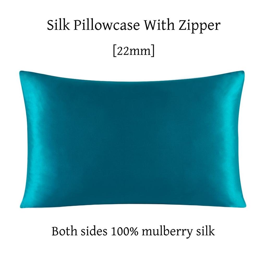 22 Momme Silk Zipper Pillowcase 1pc 100% Nature Mulberry Silk Muticolor Pillow Case For Healthy Standard Queen King