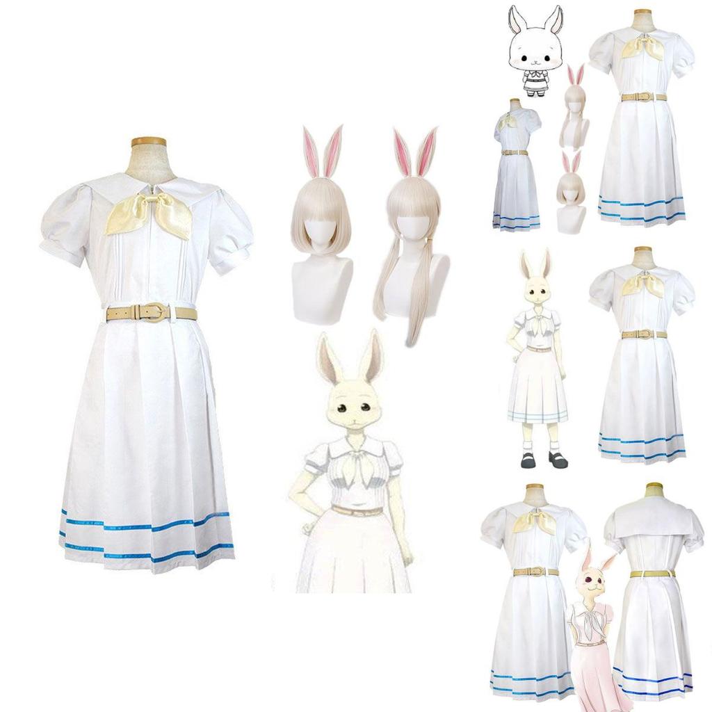 Anime Beastars Haru Cosplay Costume White Rabbit Fancy School Uniform Wig Suit