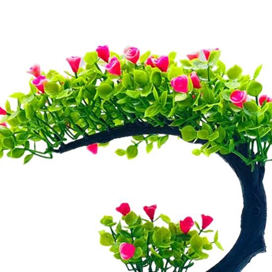 Fake Bonsai Romantic No Watering Plastic Beautiful Artificial Flower Bonsai with Pot Garden Supplies
