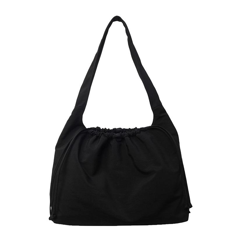 Casual solid color nylon canvas bag small fresh simple large capacity hand bag drawstring fashion shoulder tote bag