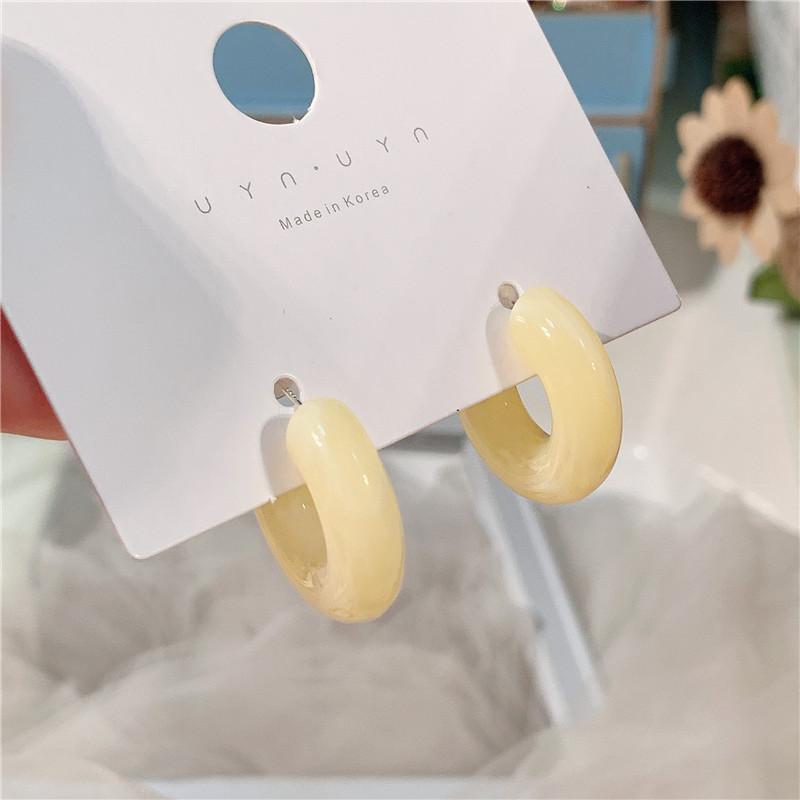 Korean Fashion C-Shape Resin Hoop Earrings for Women New Multicolor Geometric Circle Acrylic Earring Hoops Boho Jewelry Gifts