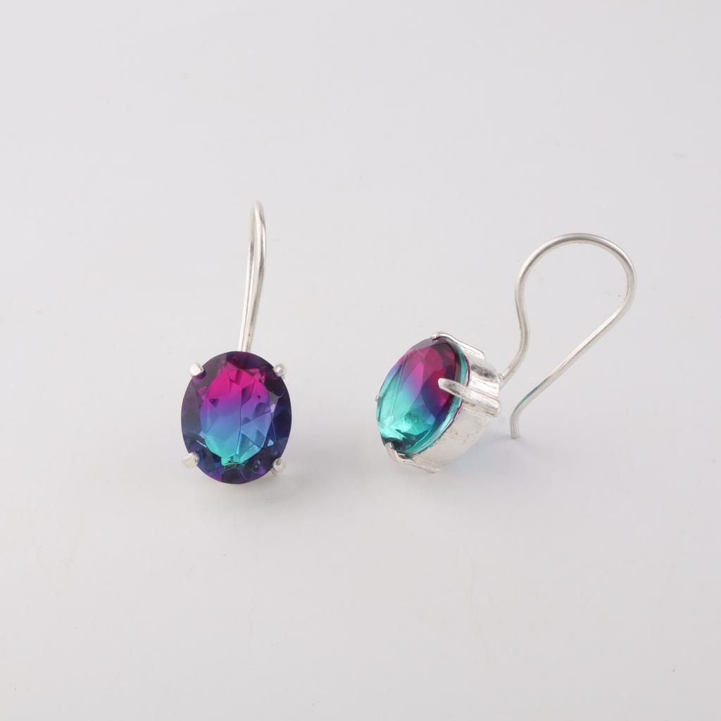 Cercei Handmade din Argint Sterling 925 cu Piatră Prețioasă Turmalină Bio Roz 1.05" Pentru Ea EE-173-46