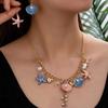 Ocean Vacation Style Pearl Shell Starfish Earrings Fresh and Sweet Love Bow Pendant Necklace