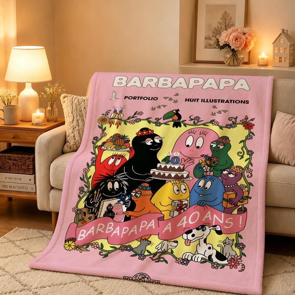 Animation B-Barbapapa Throw Warm And Soft Suitable For Bedroom Living Room Sofa Bed Office Travel Camping 75X95CM
