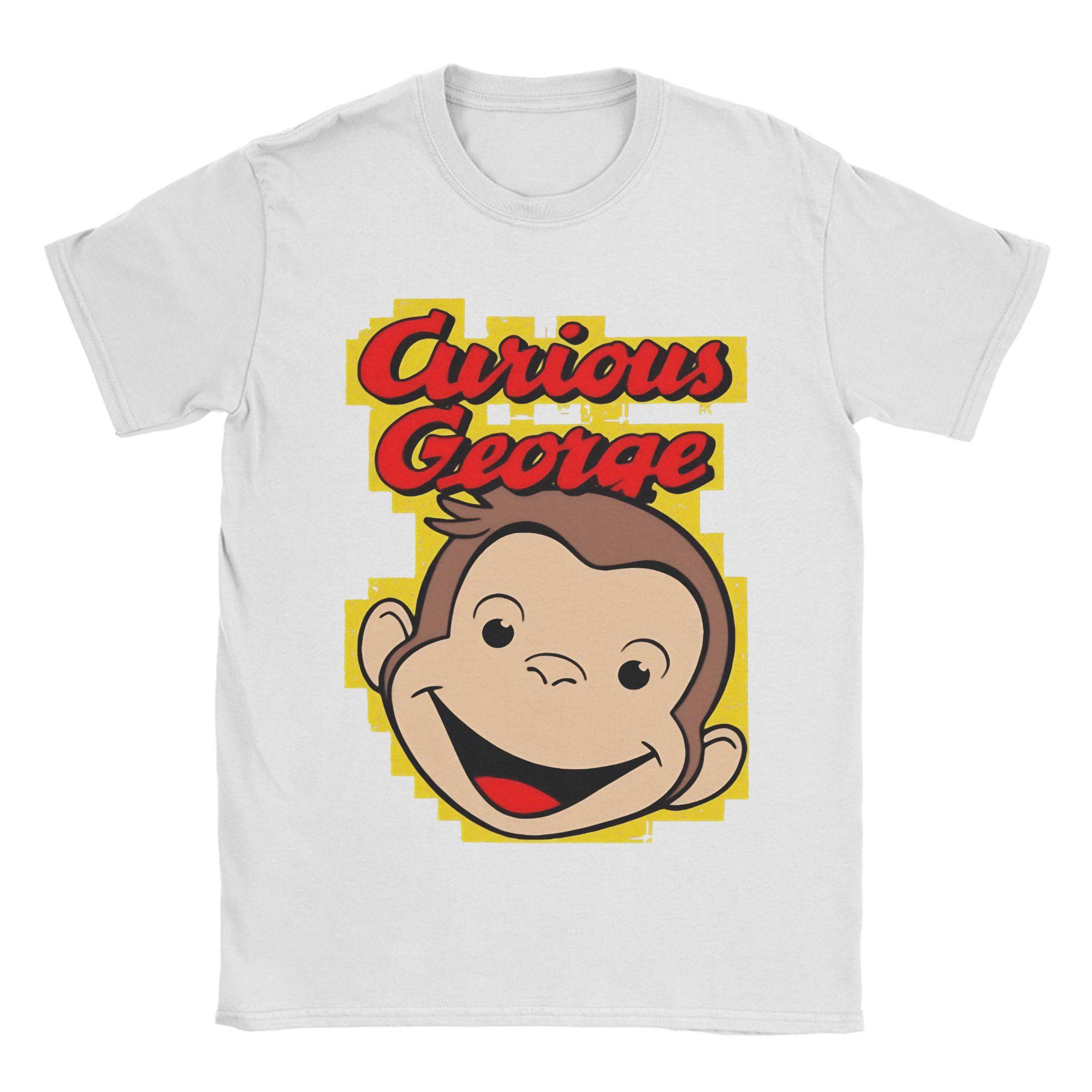

Vintage Curious George eating a Banana Tshirts Men Cotton Short Sleeve O-neck Summer Tops Shirts 4XL