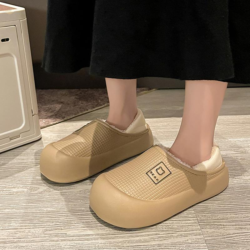 Fashion Litfun Fluffy Women's Cotton Slippers Platform Slip On Indoor Slides Furry Warm Home Slides Waterproof Non-slip Women's Slippers