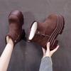 Fashion 10CM Suede Cow Genuine Leather Snow Boots Women Chelsea Boots Shoes for Women Ankle Booties Platform Wedge Winter Plush